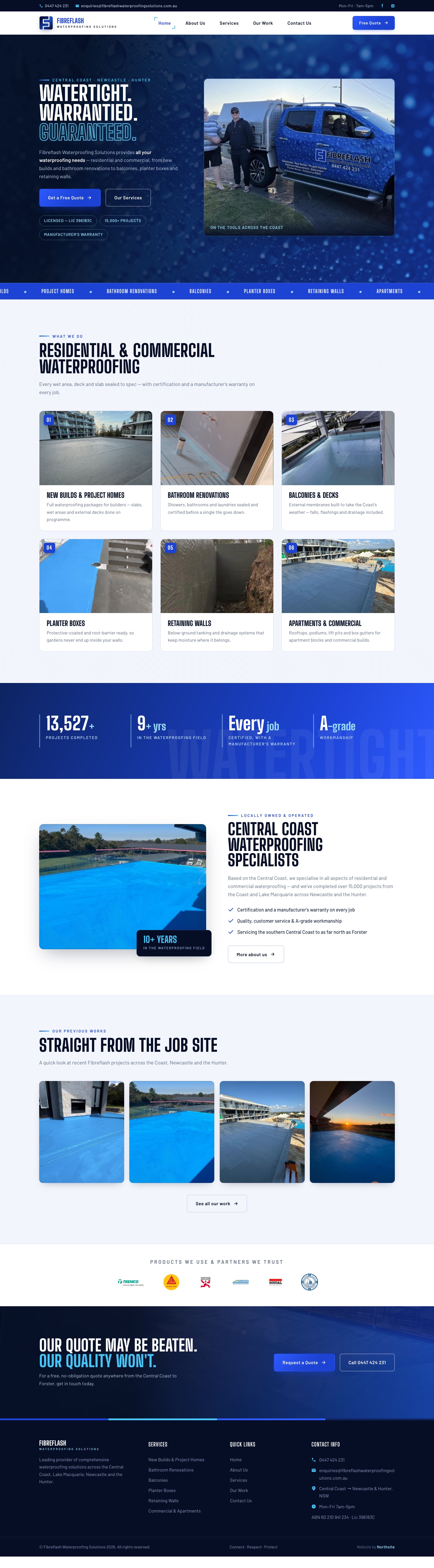 Fibreflash Waterproofing Solutions website
